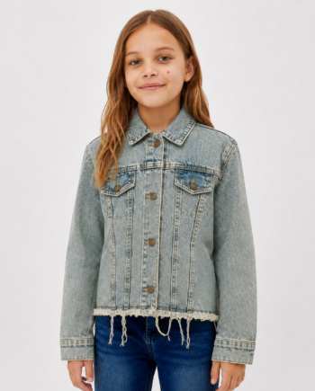 Campera de Jean Infantil Desflecada Efecto Nevado Matizado