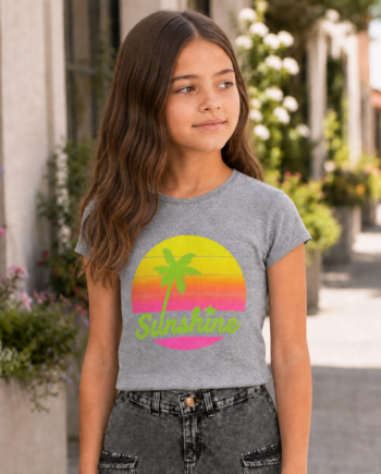 Remera nena Sunshine Palm Glitter Algodón