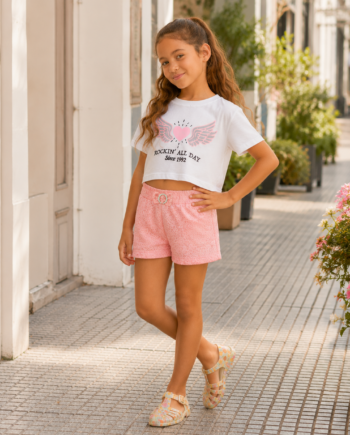 Short de Encaje con Hebilla Strass